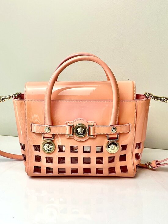 Versace Handbags - Versace Patent leather Medusa Top Handle Bag Pink Cutout Satchel